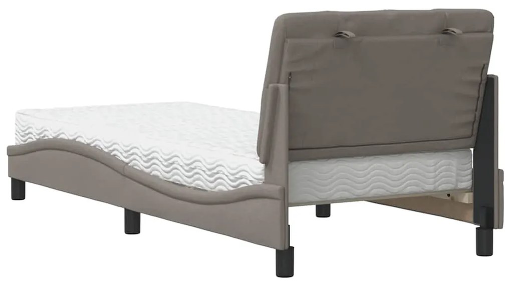 Cama com colchão 90x190 cm tecido castanho-acinzentado