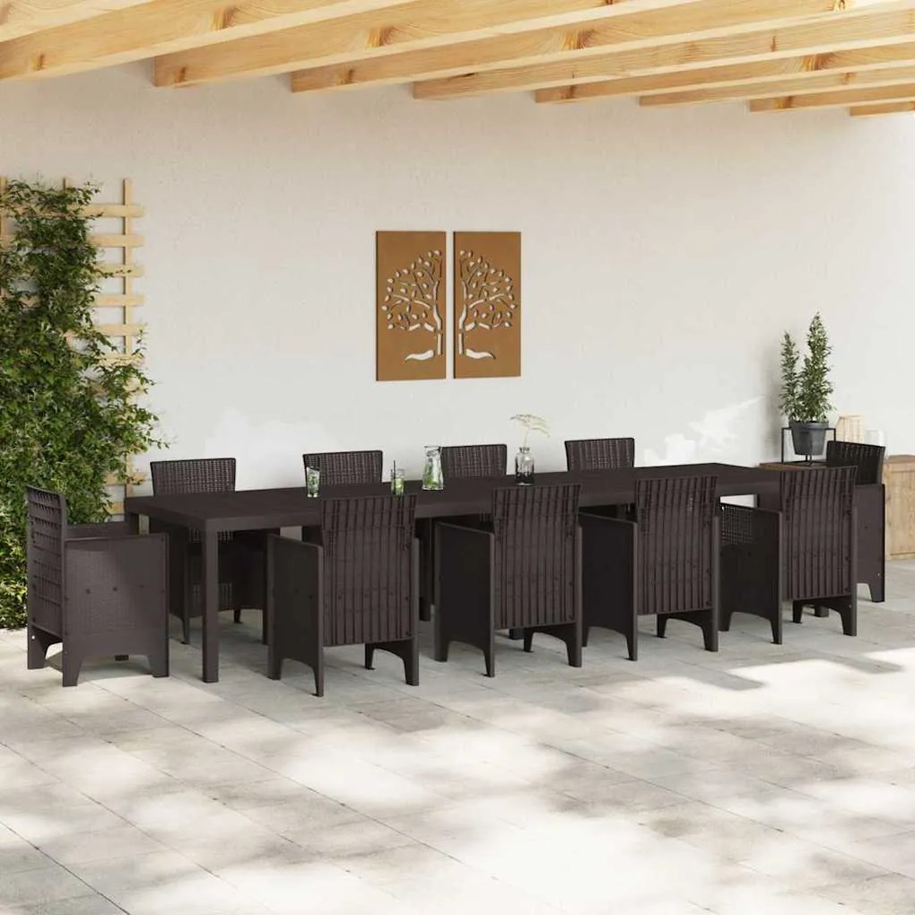 Mesa de Jardim vidaXL Castanha 350x100x73 cm Polirattan