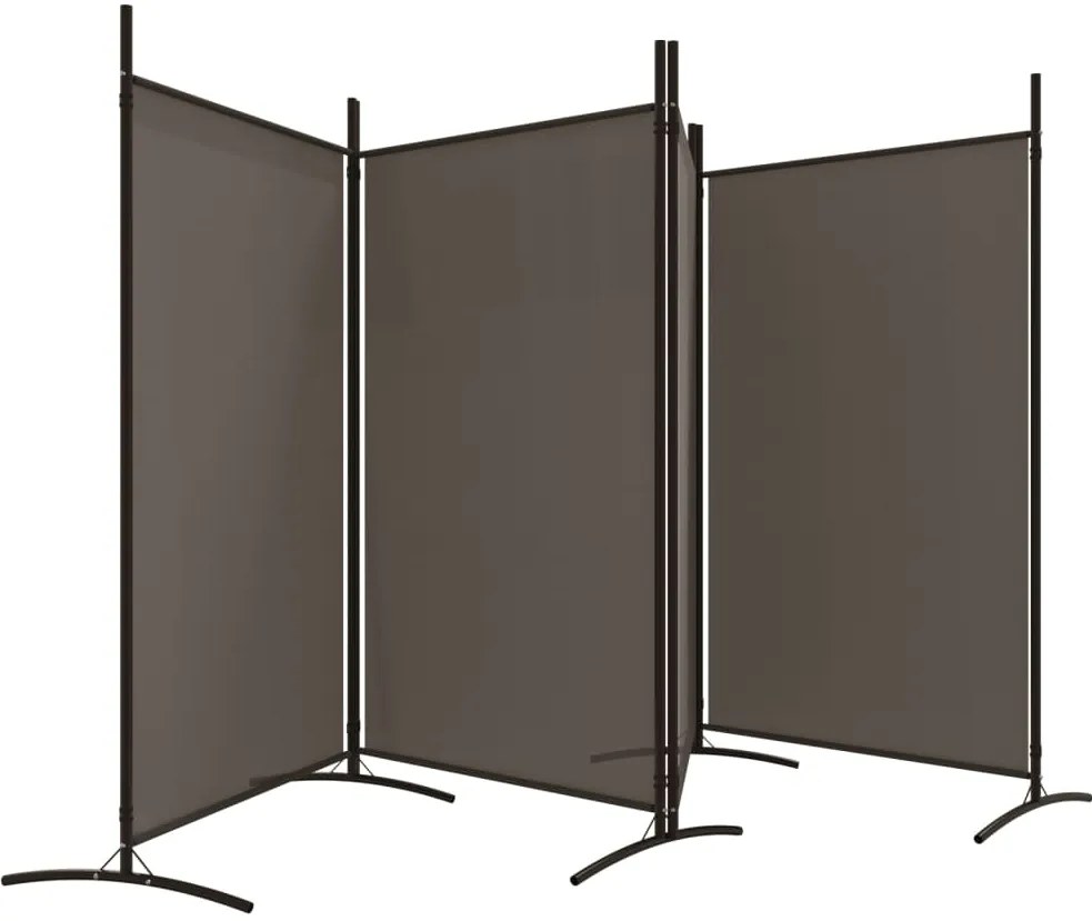 Divisória de quarto com 4 painéis 346x180 cm tecido antracite