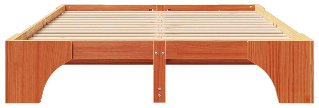 Estrutura de Cama Marrom Encerado Madeira maciça 140 x 200 cm