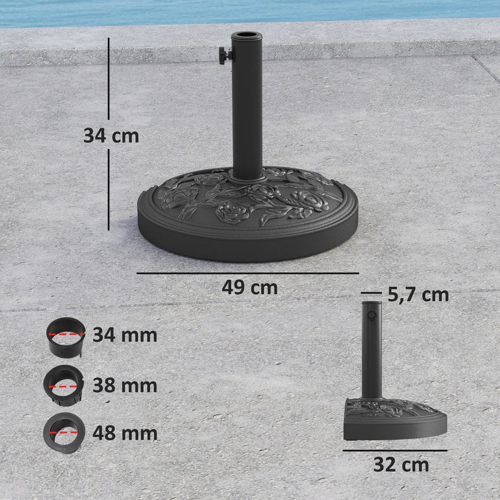 Base para Chapéu de Sol Semicircular Suporte para Chapéu de Sol Base p