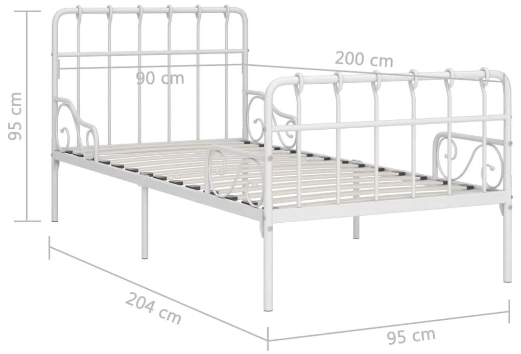 Estrutura de cama com estrado de ripas 90x200 cm metal branco