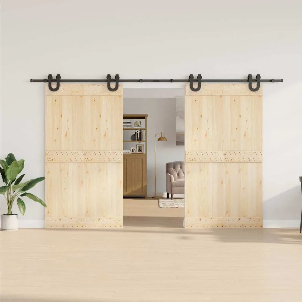 Kit de ferragens para porta deslizante 366 cm aço preto