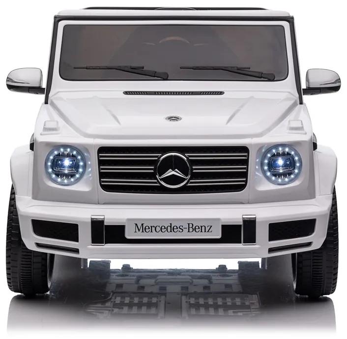 Carro elétrico bateria 12V 4x4 para Crianças Mercedes-Benz G500, módulo de música, banco de couro, pneus de borracha EVA Branco