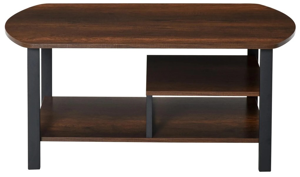 HOMCOM Mesa de Centro com 2 Prateleiras Mesa de Café Estilo Vintage para Sala de Estar Dormitório 100x60x46cm Marrom Rústico