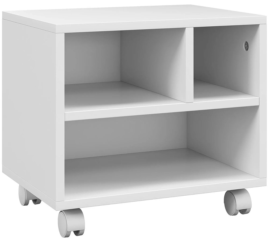 HOMCOM Móvel para Impressora com Rodas Suporte para Impressora com Compartimentos Abertos para Escritório Estúdio 40x30x36 cm Branco | Aosom Portugal