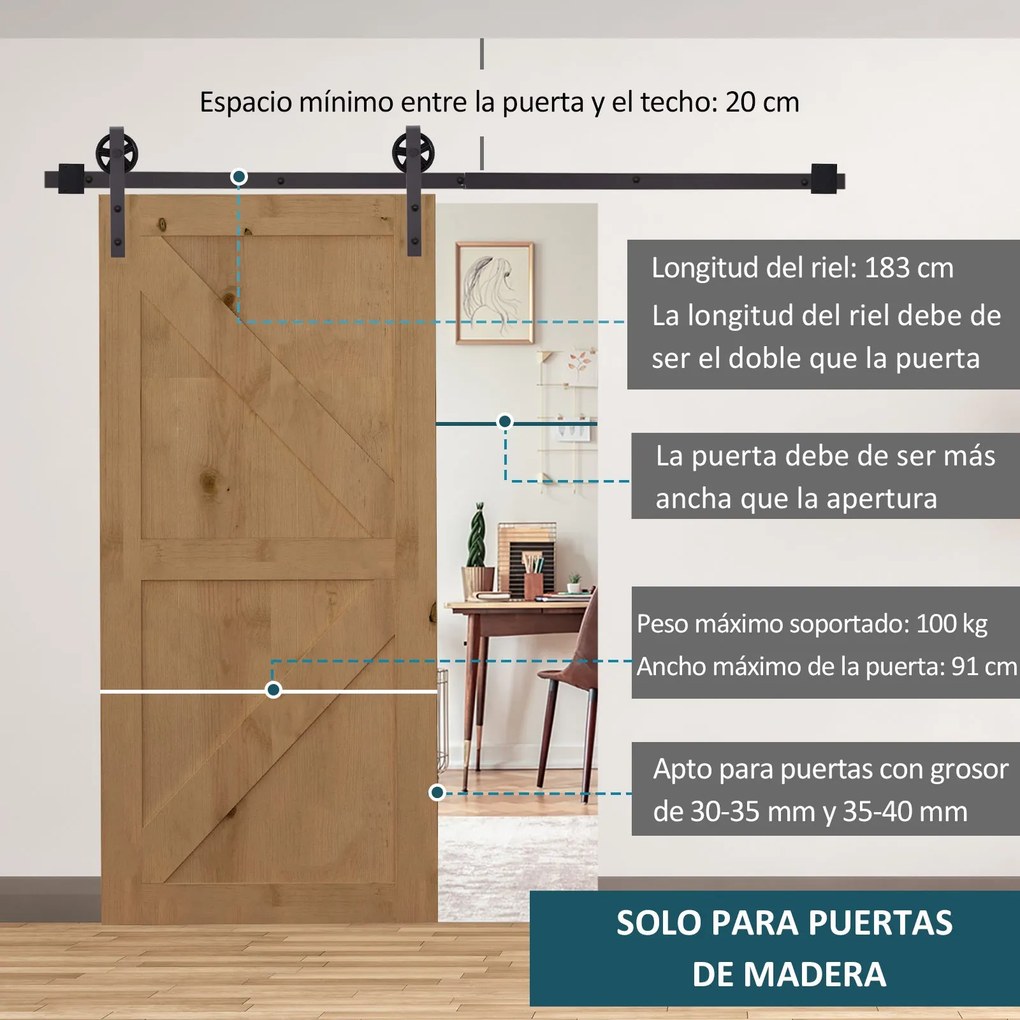 67T/183cm Ferragens para Porta Corredeira Kit de Acessórios para Porta