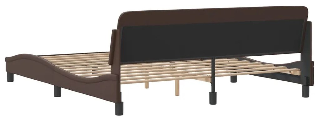 Estrutura cama c/ cabeceira 180x200cm couro artificial castanho