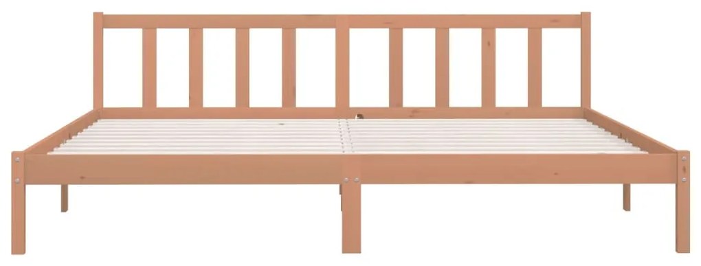 Estrutura de Cama Jane em Madeira de Pinho - 200x200 cm - Castanho Mel