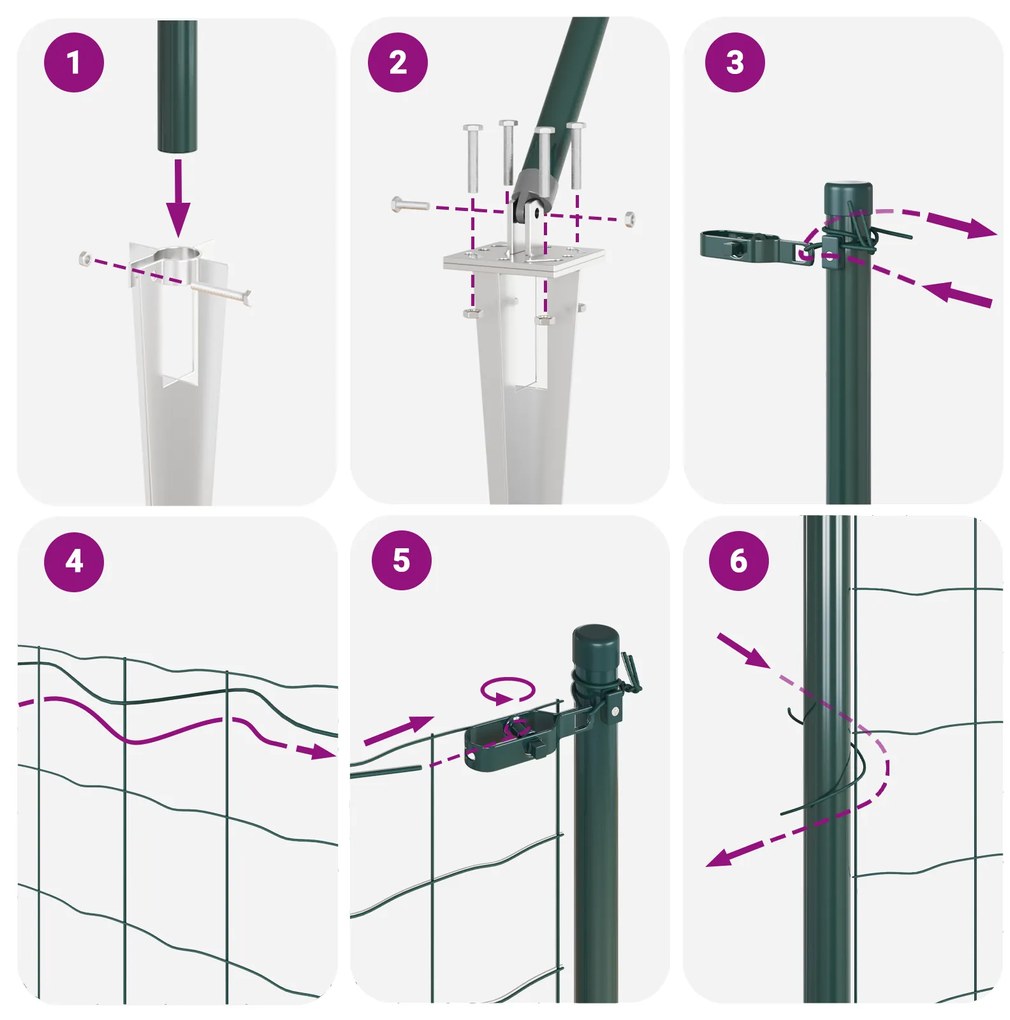Cerca de Arame Soldado com 7 Estacas Verdes 0.6x10 m Aço