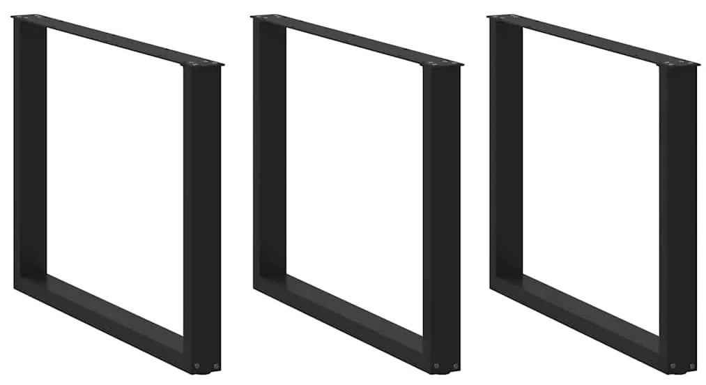 Pés para mesa de jantar em formato de U, 2 peças, preto, 100x(72-73) c