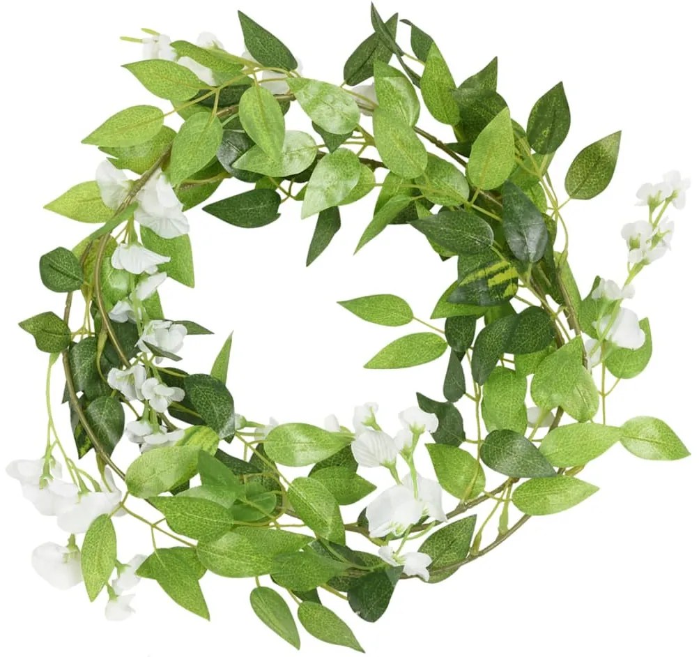Grinaldas de flores de Natal 6 pcs 200 cm branco