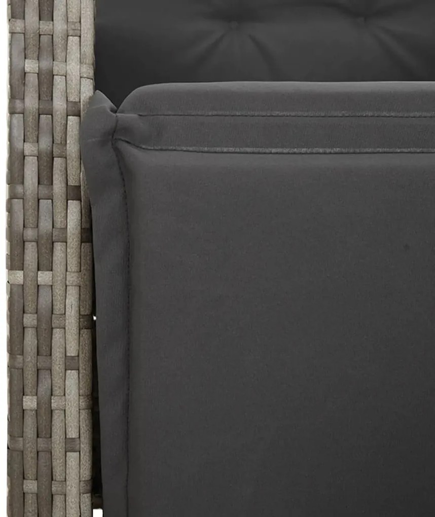 9 pcs conjunto bistrô de jardim c/ almofadões vime PE cinzento