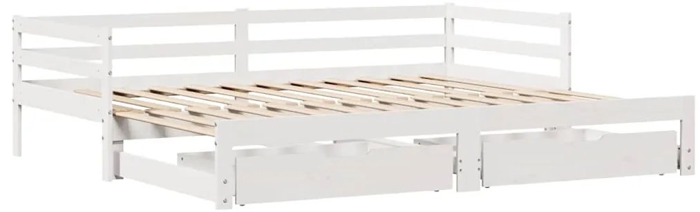 Sofá-cama com gavetão e gavetas sem colchão 90x190 cm branco