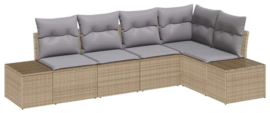 Conjunto de Sofás de Jardim com 5 Peças e Almofadas em Rattan Sintétic