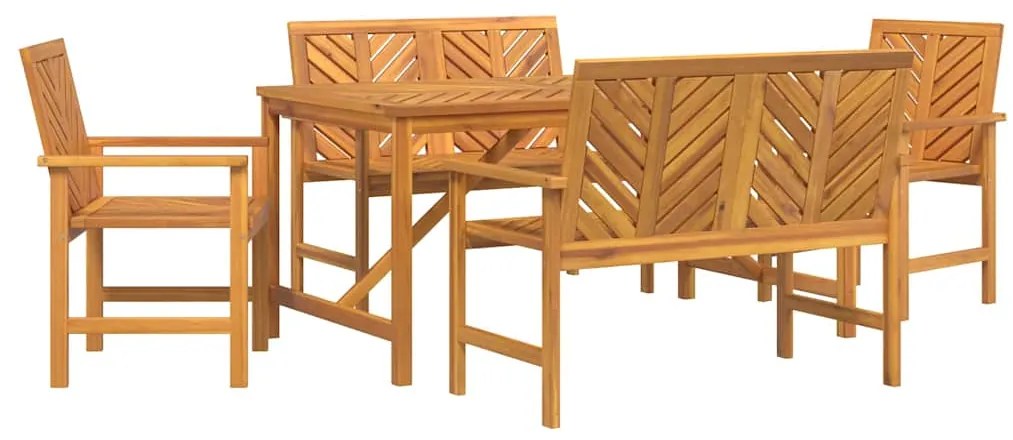 Conjunto de 5 Peças para Jantar em Jardim Madeira Maciça Acácia