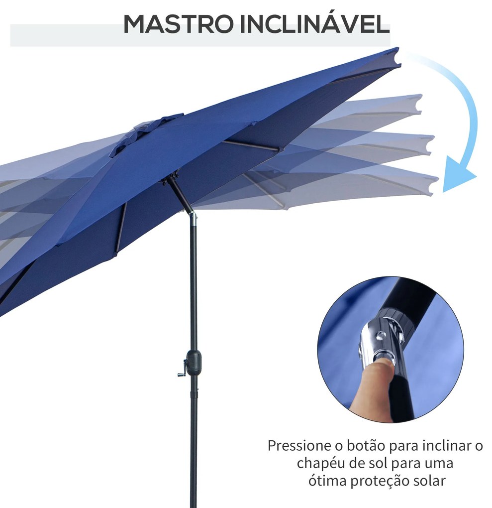 Chapéu de Sol de Jardim Ø295x250 cm com Manivela Chapéu de Sol Exterio