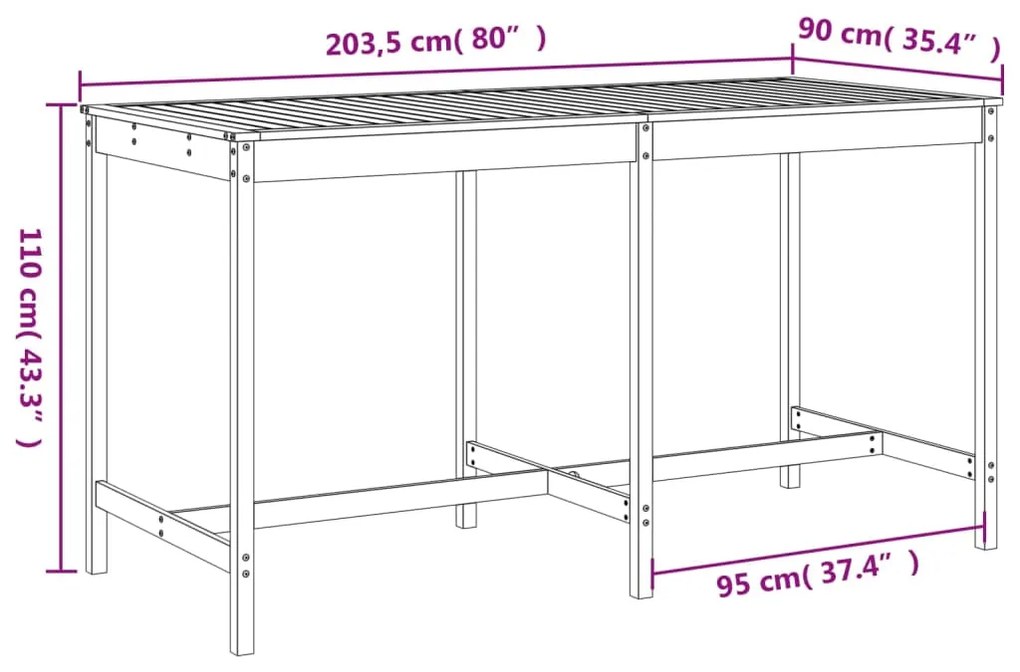 9 pcs conjunto de bar para jardim pinho maciço