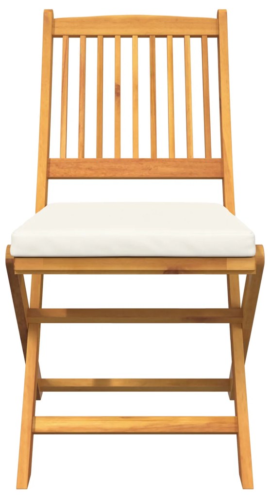 Cadeiras de Jardim Dobráveis vidaXL com Almofada Branca 4pcs de Madeir