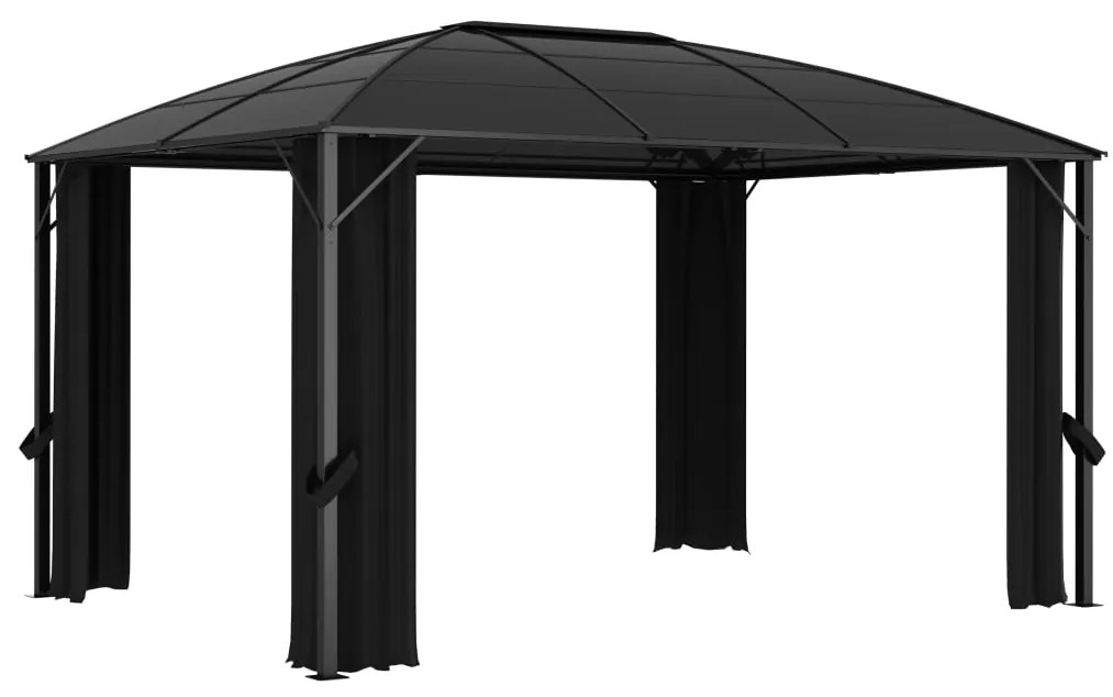 Gazebo com cortinas 400x300x265 cm antracite