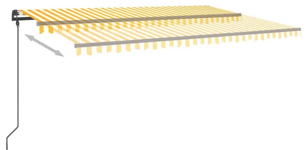 Toldo automático LED e sensor de vento 5x3 m amarelo e branco