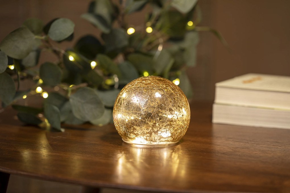 Candeeiro de Mesa de Natal Dourado 20cm com LED - Lua