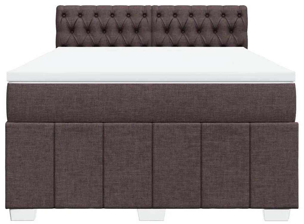 Cama com molas/colchão 160x200 cm tecido castanho-escuro