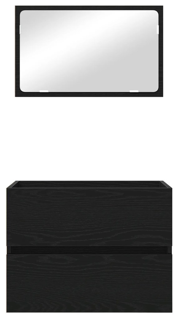 Conjunto de Móveis para Casa de Banho 2 Peças Carvalho Preto Madeira E
