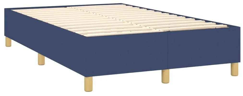 Cama box spring c/ colchão e LED 120x200 cm tecido azul