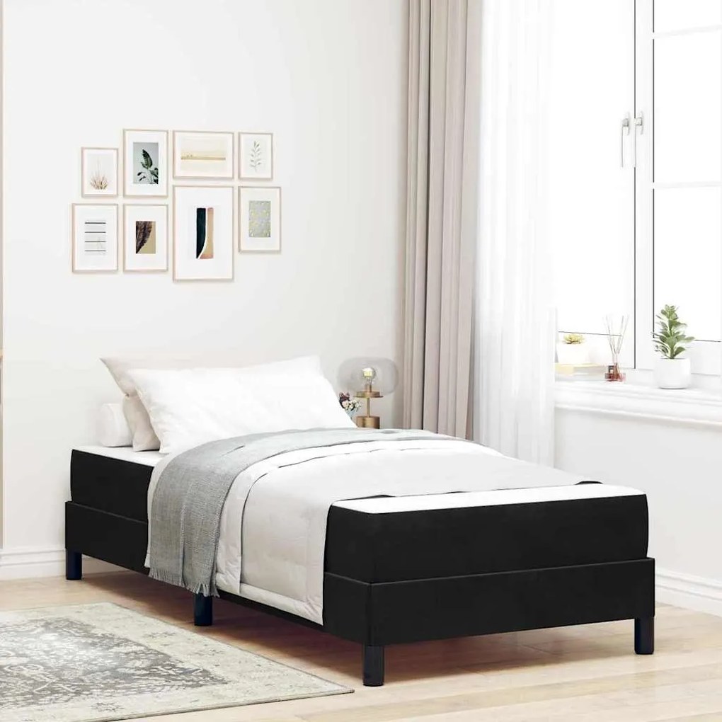 vidaXL Cama Box com colchão Preto 100 x 220 cm tecido
