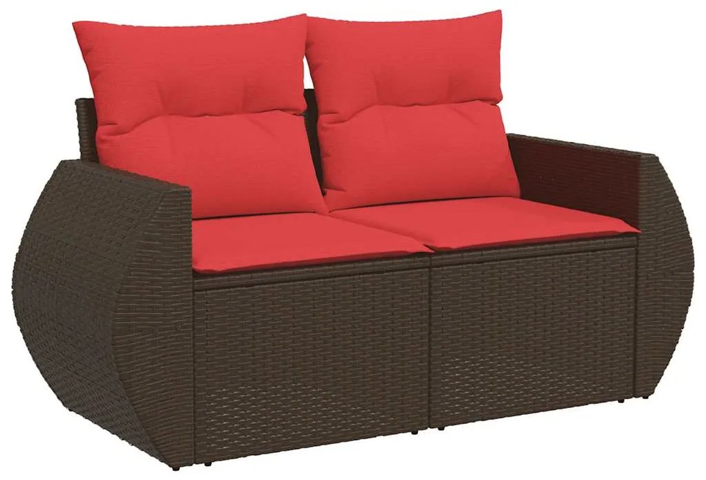 10 pcs conj. sofás jardim c/ almofadões vime PE/acácia castanho