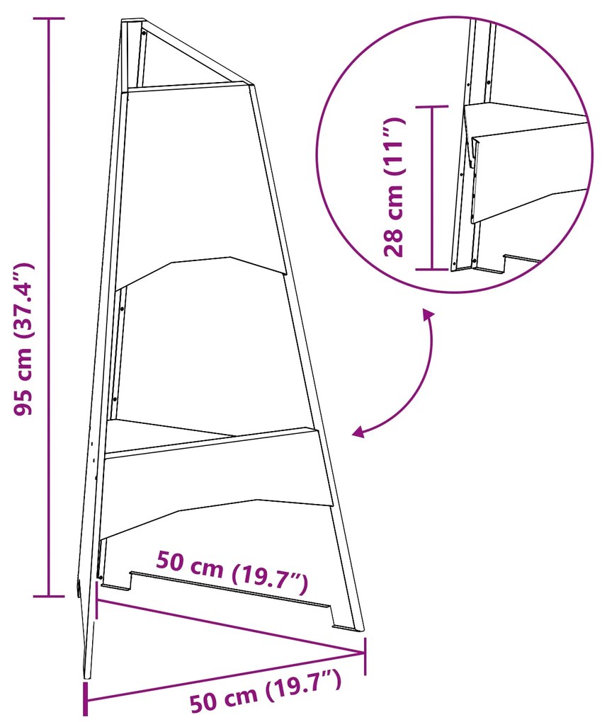 Fogueira Pyramid vidaXL Preta 50x45x95 cm Aço