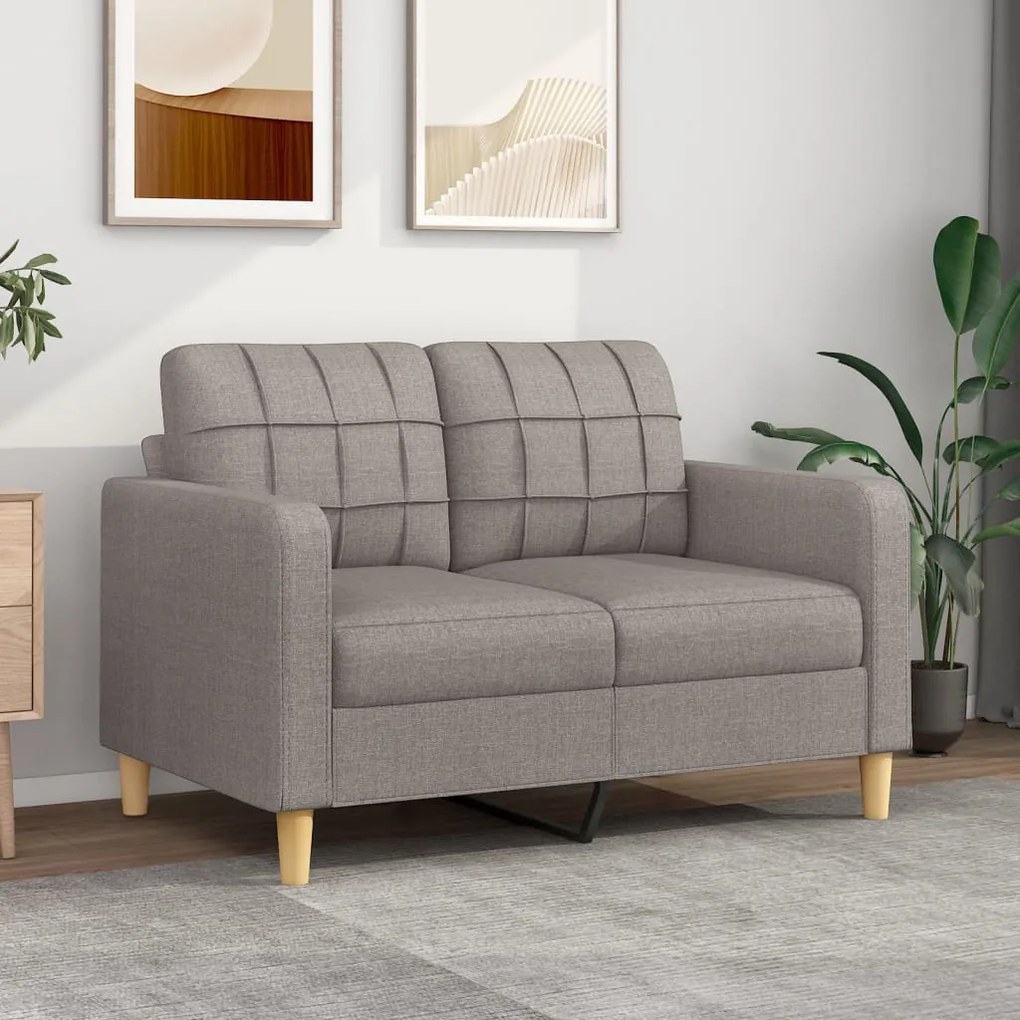 vidaXL Sofá de 2 lugares tecido 120 cm cinzento-acastanhado