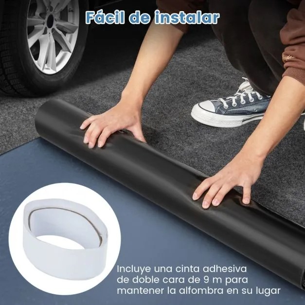 Tapete para chão de garagem reutilizável e lavável. Inclui fita adesiva cinzenta 180 x 150 cm Cinzento