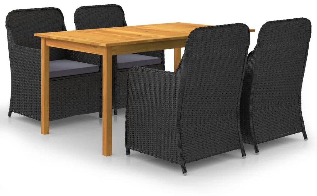 vidaXL 5 pcs conjunto de jantar para jardim preto