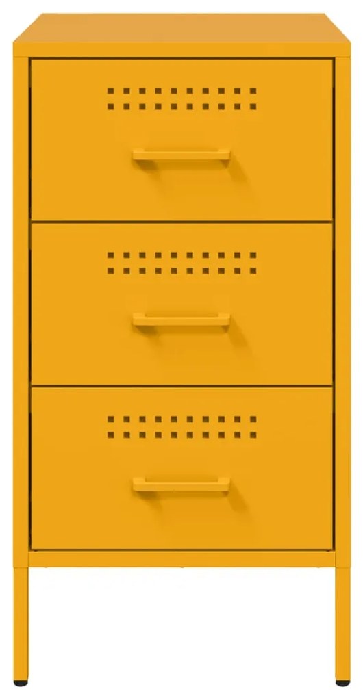 Mesas de cabeceira 2 pcs 36x39x68 cm aço amarelo mostarda