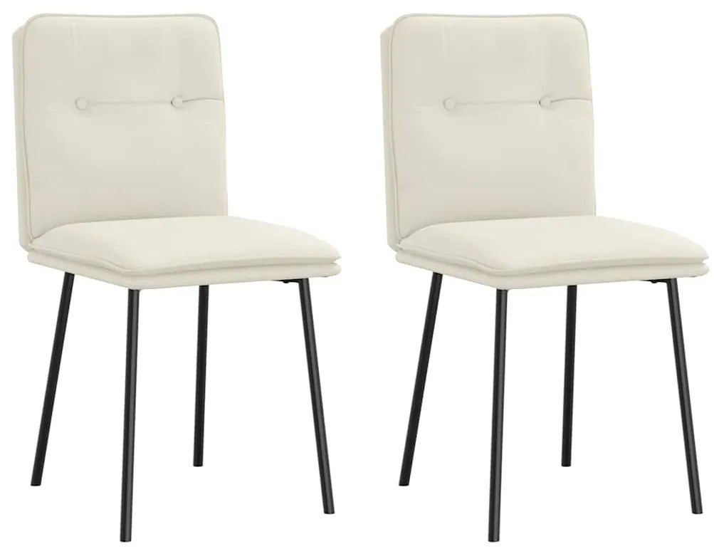 Cadeiras de jantar 2 pcs veludo cor creme