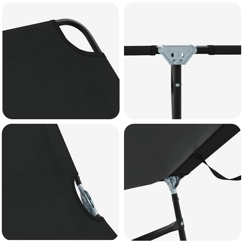 Espreguiçadeira Dobrável 2 pcs Portátil Preta 600D Tecido Oxford