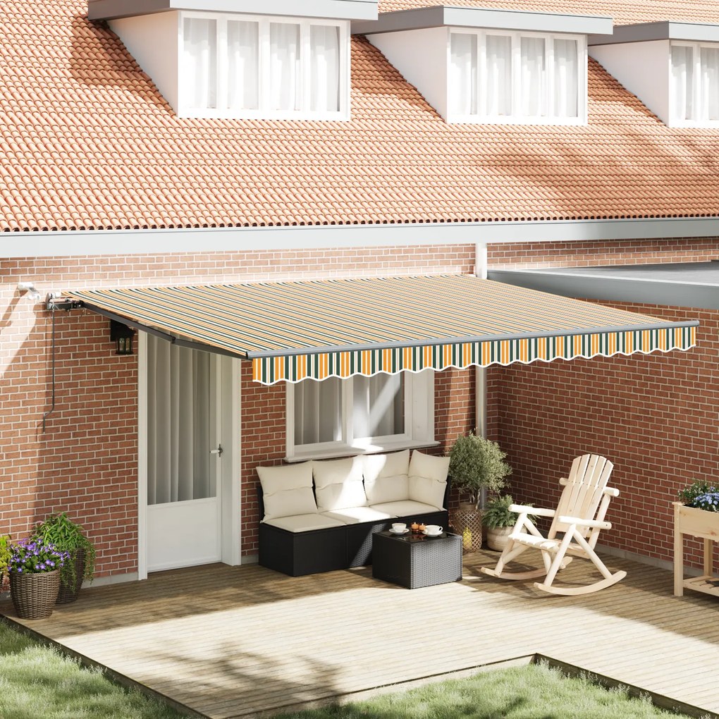 vidaXL Toldo Retrátil Automático com LED Verde e Amarelo 450x350 cm