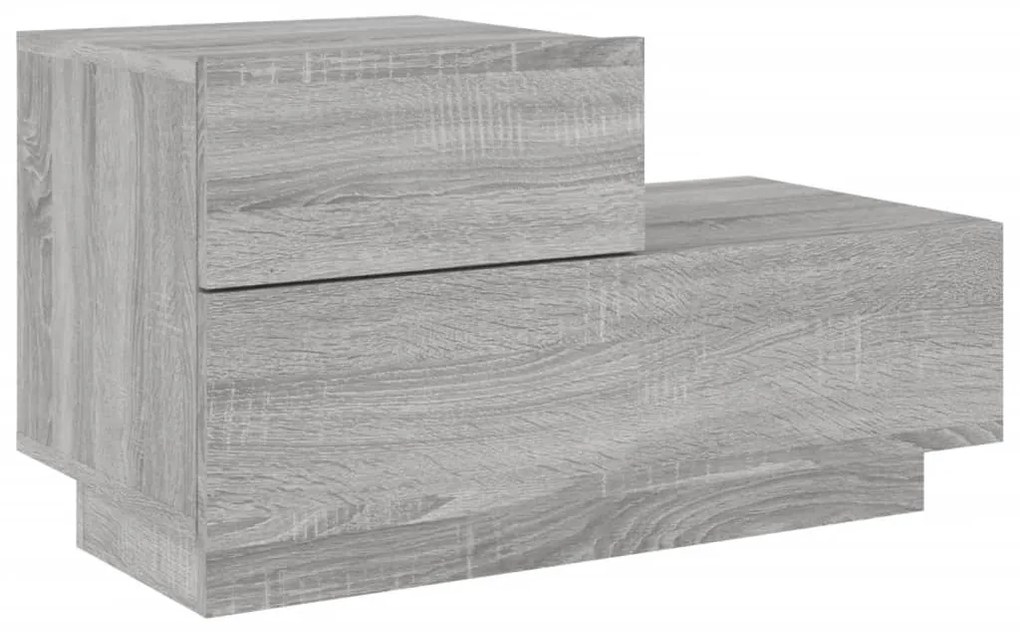 Mesa de cabeceira com luzes LED 70x36x40,5 cm cinzento-sonoma