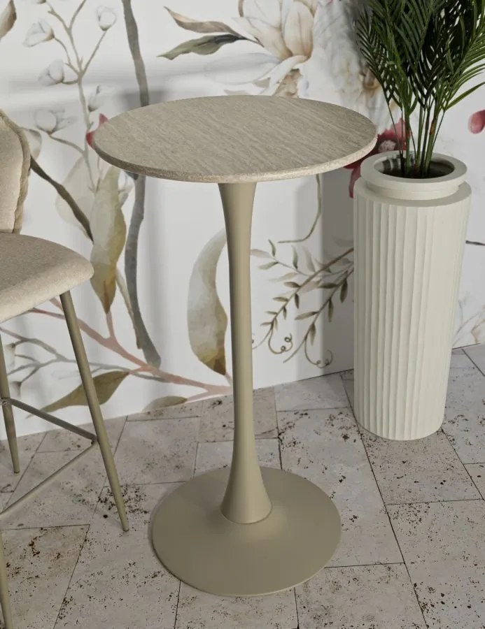 MESA BAR ALASKA Ø 60 X 106 CM EM MDF e FERRO CREME