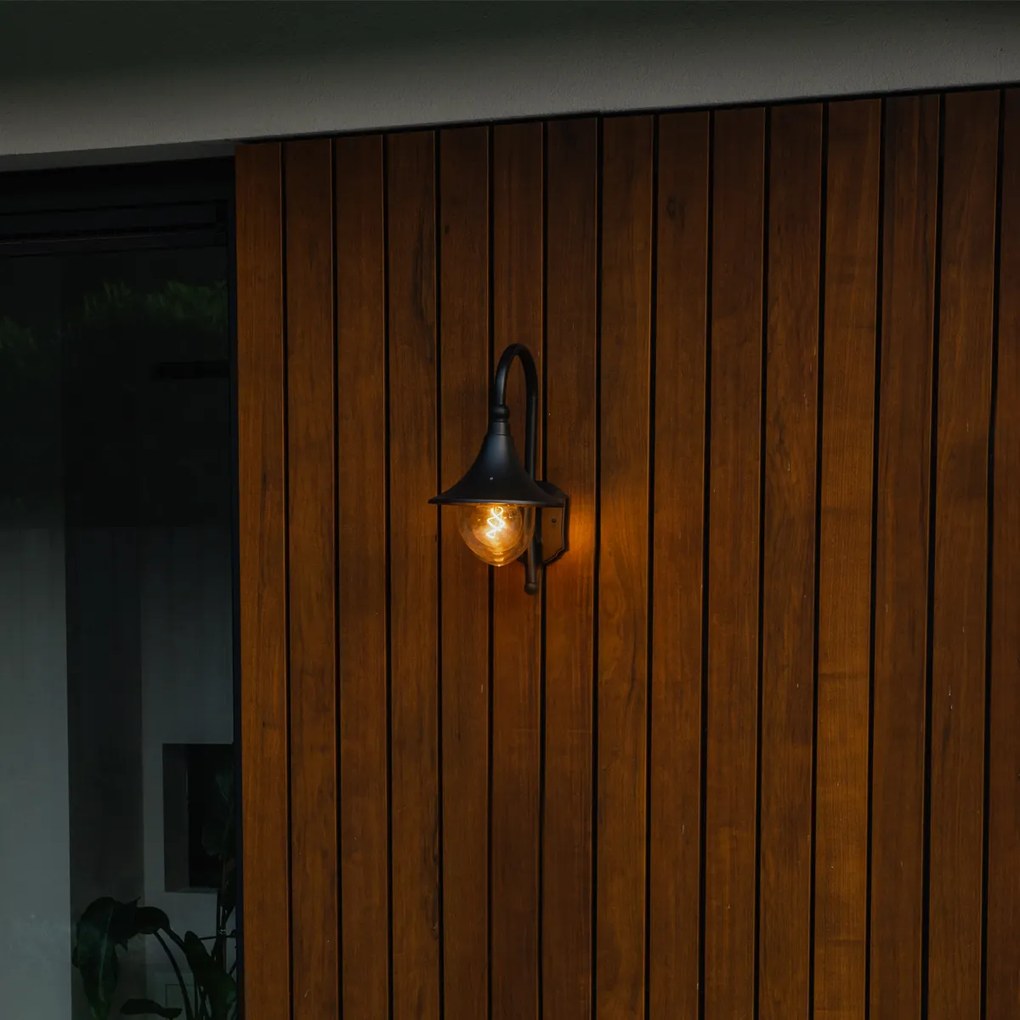 Candeeiro de parede exterior clássico preto IP44 - Daphne