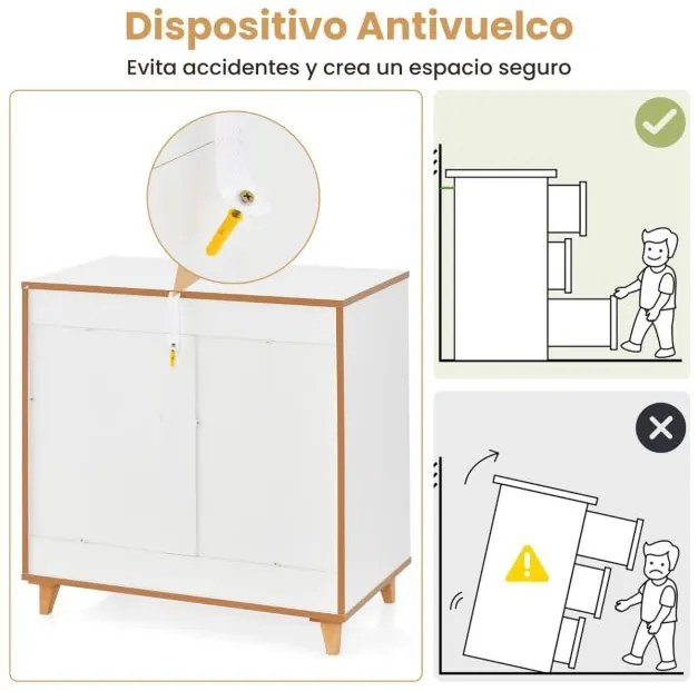 Cómoda de 3 gavetas Mesas de cabeceira com pegas integradas Dispositivo anti-inclinação para corredor de entrada Quarto 75 x 42 x 75 cm Cinzento