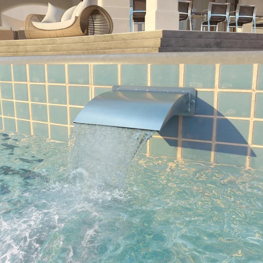 43691 vidaXL Fonte para piscina aço inoxidável 30x9x26 cm prateado