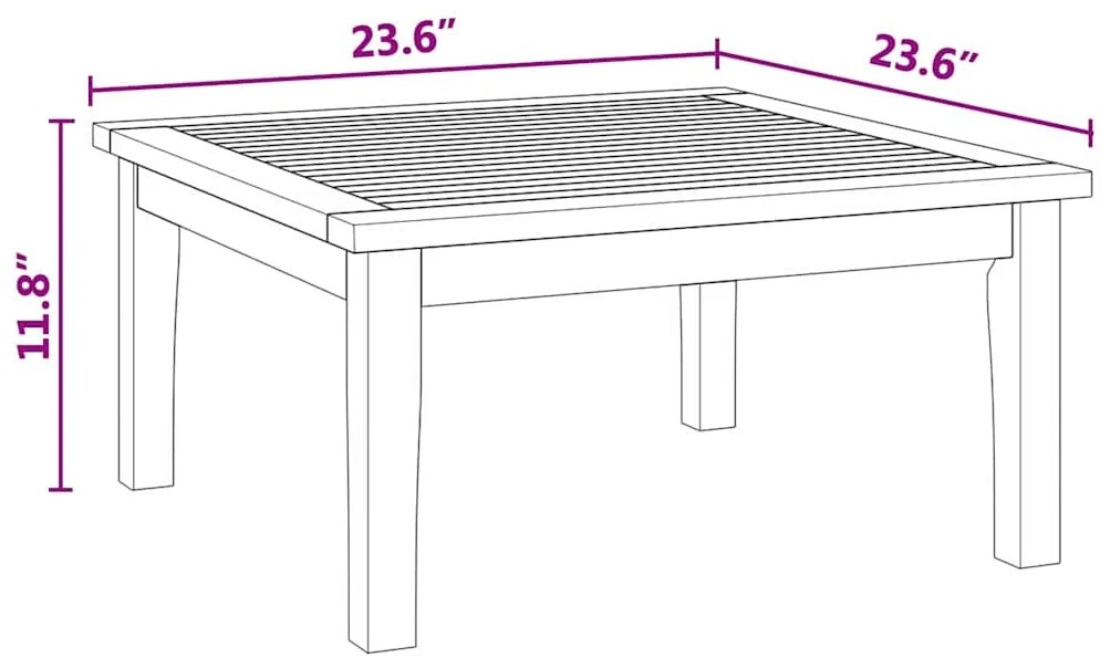 Mesa de Jardim 60x60x30 cm de Madeira Sólida de Teak