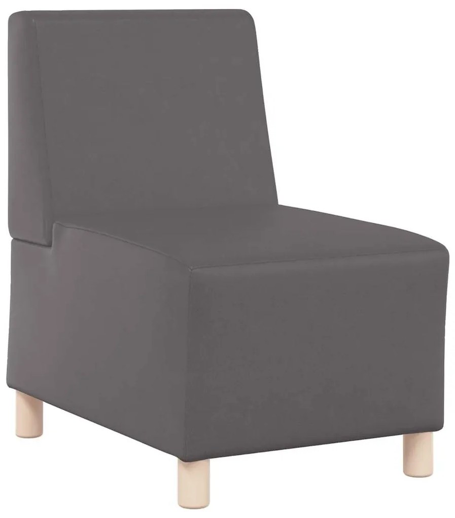Poltrona sem braços 55 cm couro artificial cinzento