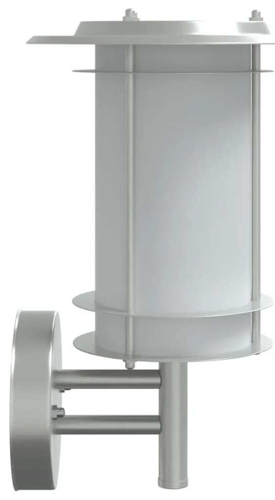 Candeeiro de parede para exterior aço inoxidável prateado