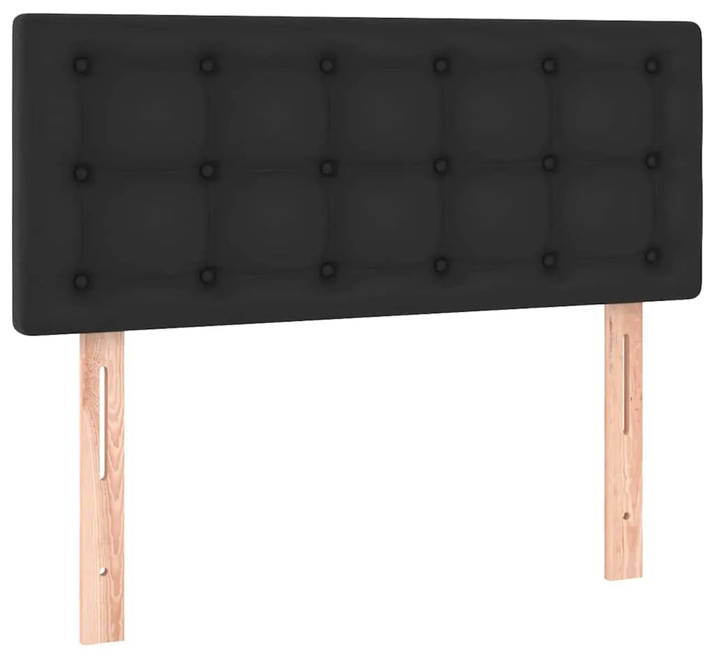 Cama box spring colchão e LED 120x190 cm couro artificial preto