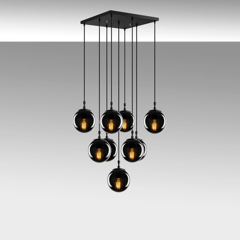 Candeeiro de Teto Efe – Preto Fumado – 78 x 78 cm