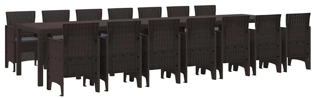 Conjunto de Jantar para o Jardim 15 pcs Castanho Grande